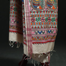 Handpainted madhubani handloom tussar cotton dupatta 22