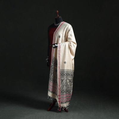 Handpainted madhubani handloom tussar cotton dupatta 24