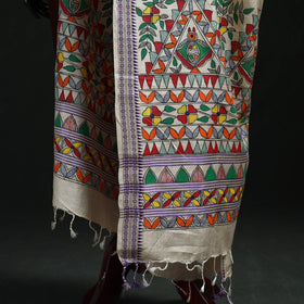 Handpainted madhubani handloom tussar cotton dupatta 25