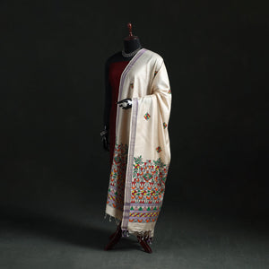 Handpainted madhubani handloom tussar cotton dupatta 25