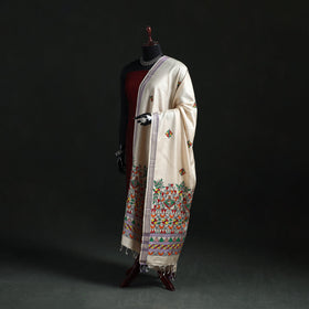 Handpainted madhubani handloom tussar cotton dupatta 25