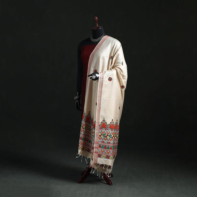 Handpainted madhubani handloom tussar cotton dupatta 26