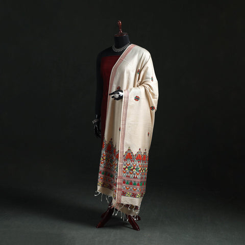Handpainted madhubani handloom tussar cotton dupatta 26