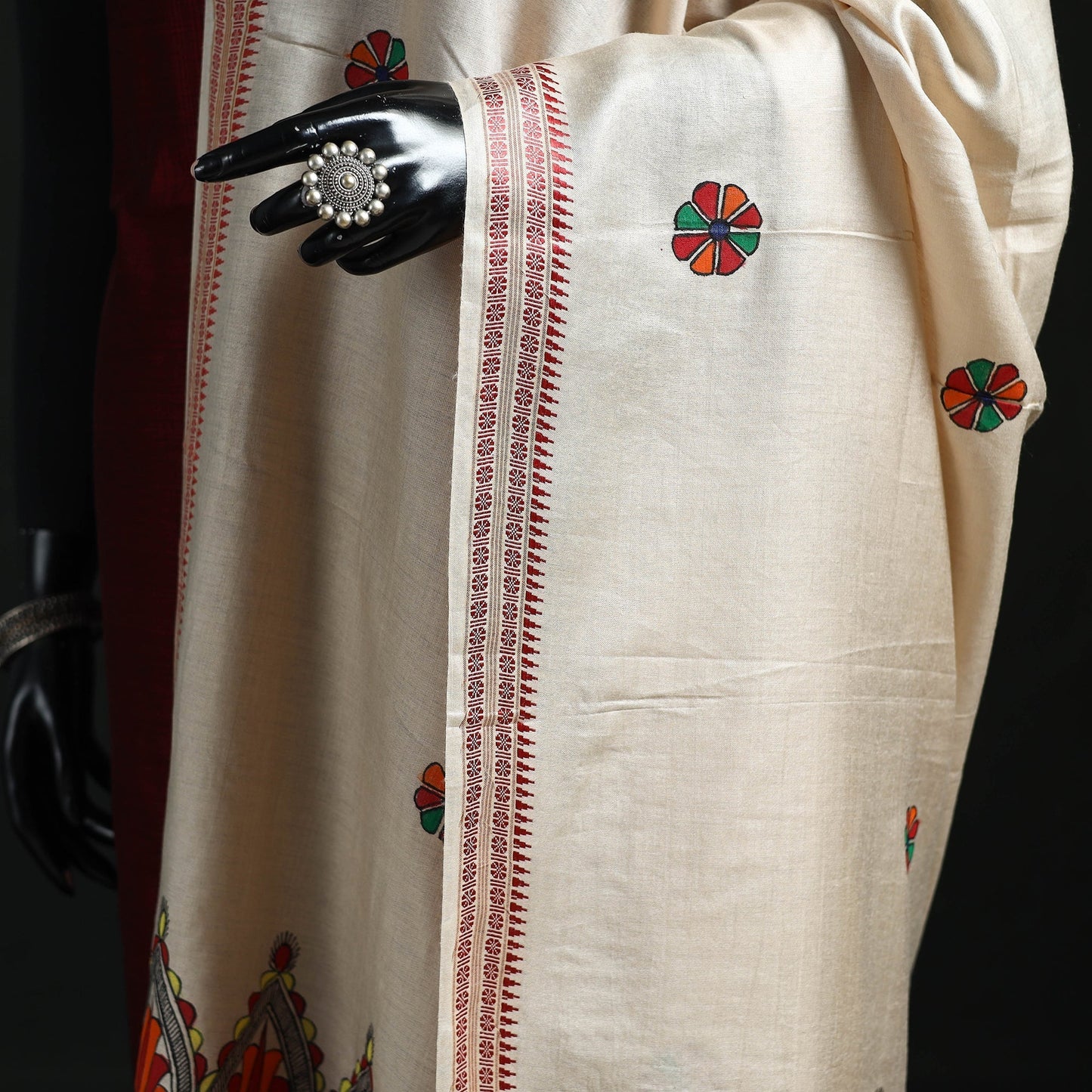 Handpainted madhubani handloom tussar cotton dupatta 26