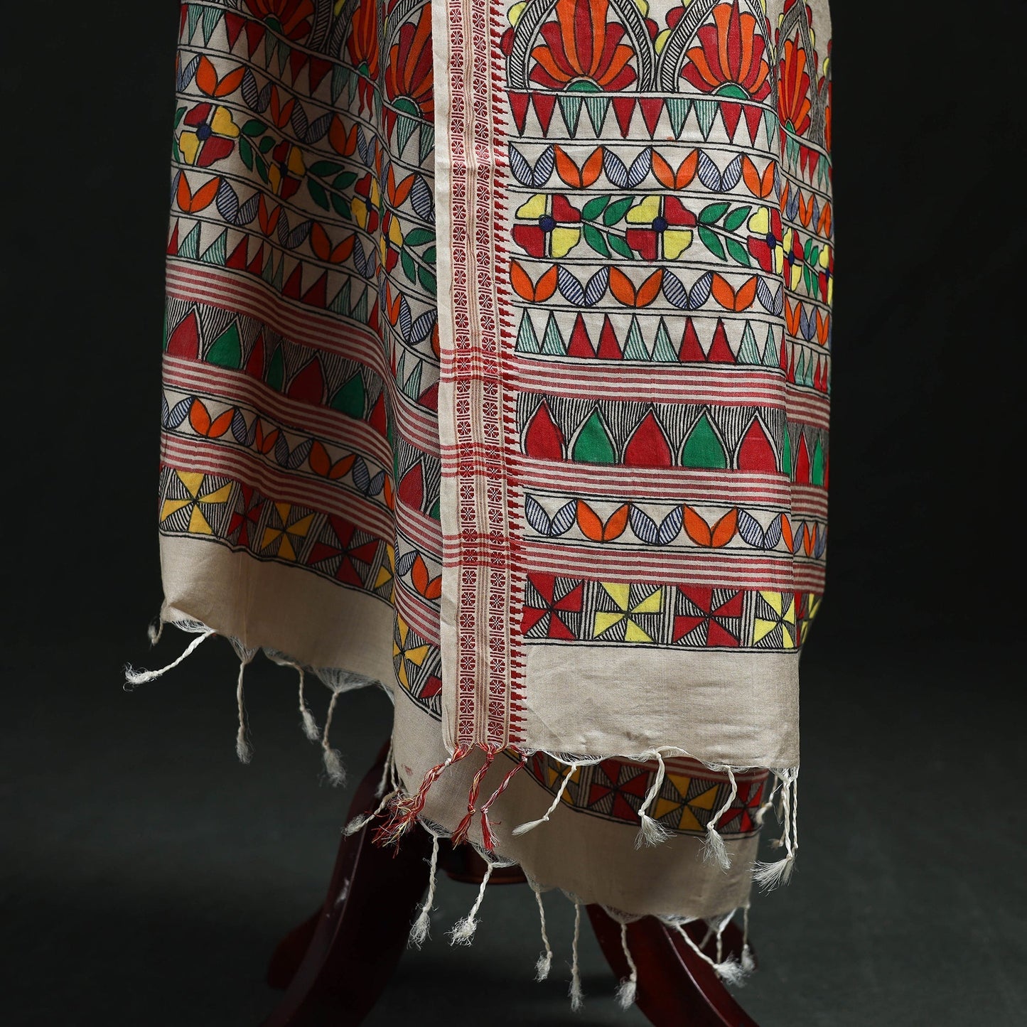 Handpainted madhubani handloom tussar cotton dupatta 26