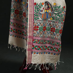 Handpainted madhubani handloom tussar cotton dupatta 27
