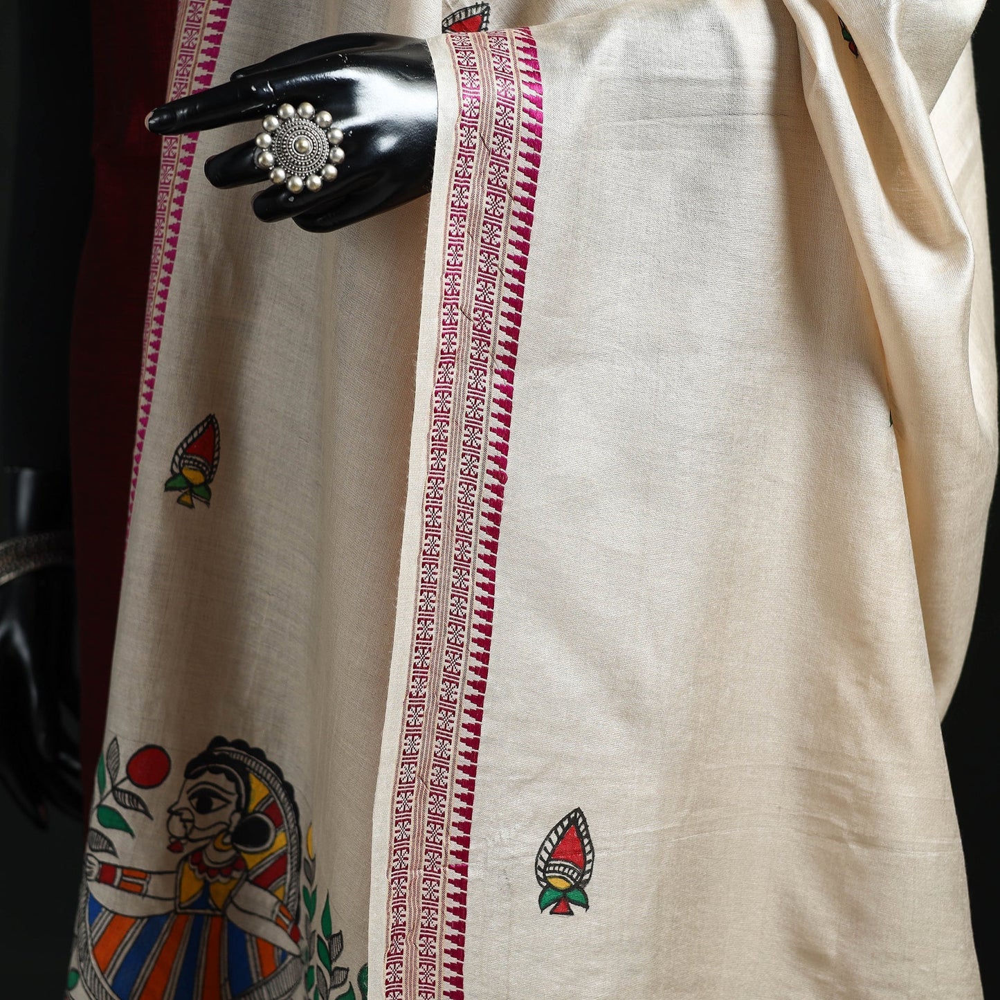 Handpainted madhubani handloom tussar cotton dupatta 27