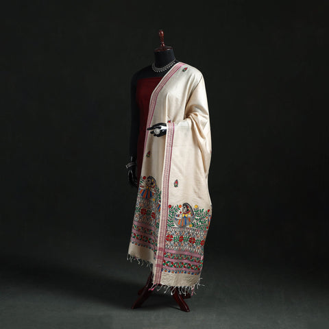 Handpainted madhubani handloom tussar cotton dupatta 27