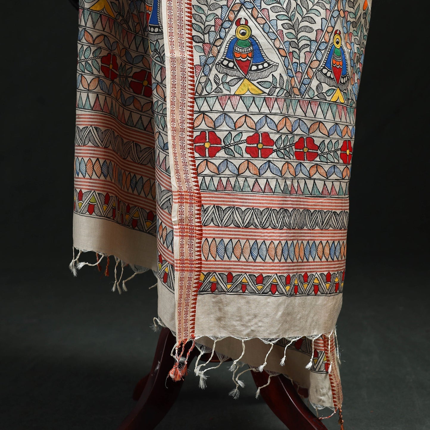 Handpainted madhubani handloom tussar cotton dupatta 28