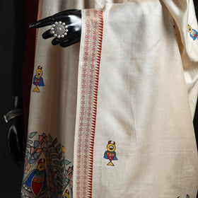 Handpainted madhubani handloom tussar cotton dupatta 28