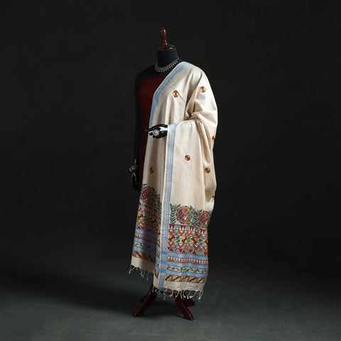 Handpainted madhubani handloom tussar cotton dupatta 29