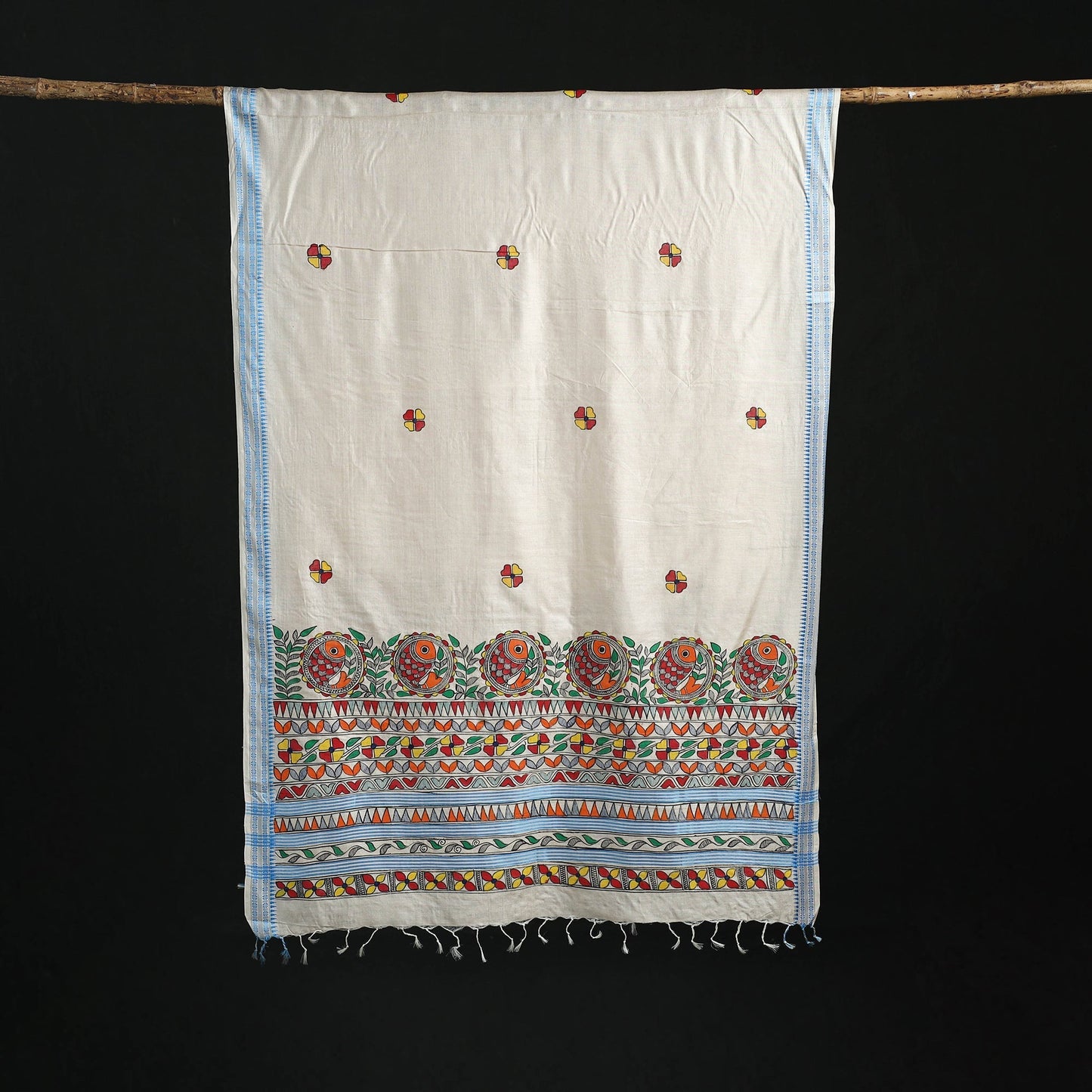 Handpainted madhubani handloom tussar cotton dupatta 29