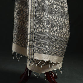 Handpainted madhubani handloom tussar cotton dupatta 30