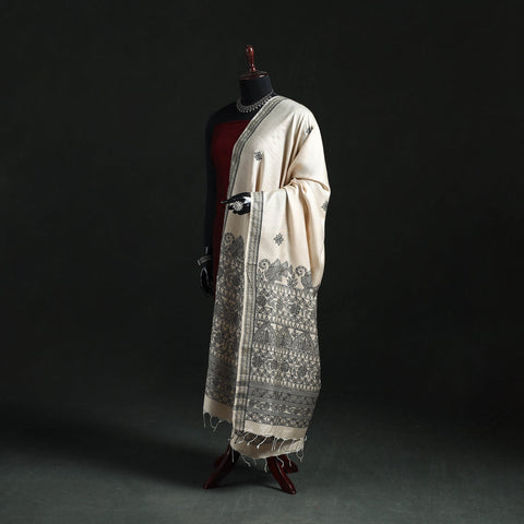 Handpainted madhubani handloom tussar cotton dupatta 30