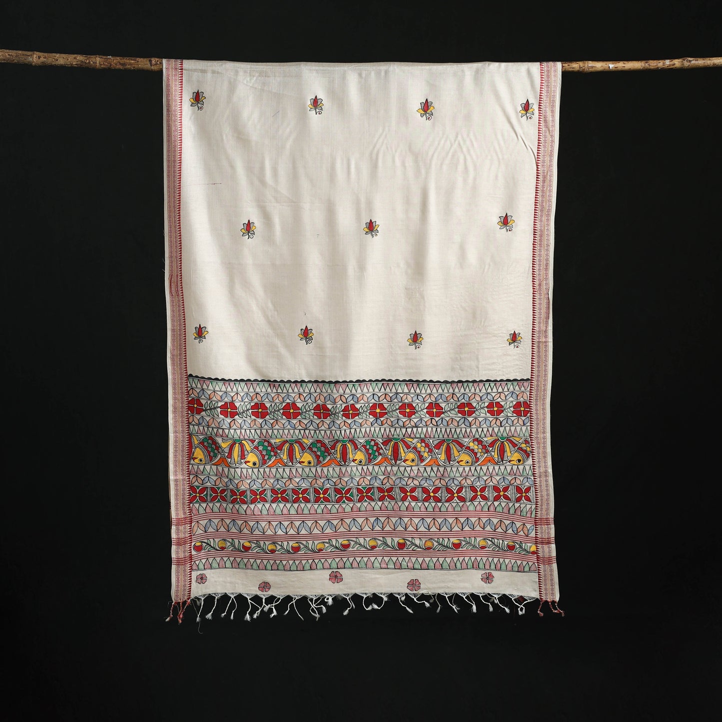 Handpainted madhubani handloom tussar cotton dupatta 31