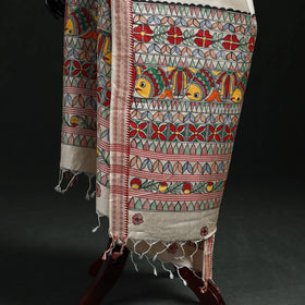 Handpainted madhubani handloom tussar cotton dupatta 31