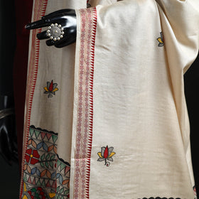 Handpainted madhubani handloom tussar cotton dupatta 31