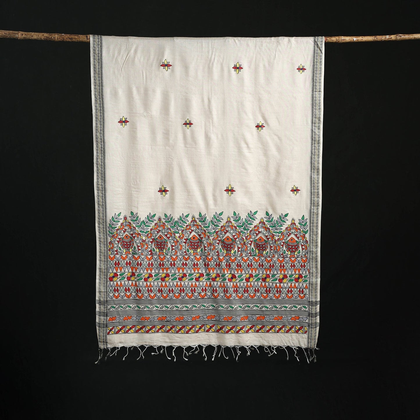Handpainted madhubani handloom tussar cotton dupatta 32