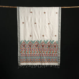 Handpainted madhubani handloom tussar cotton dupatta 32