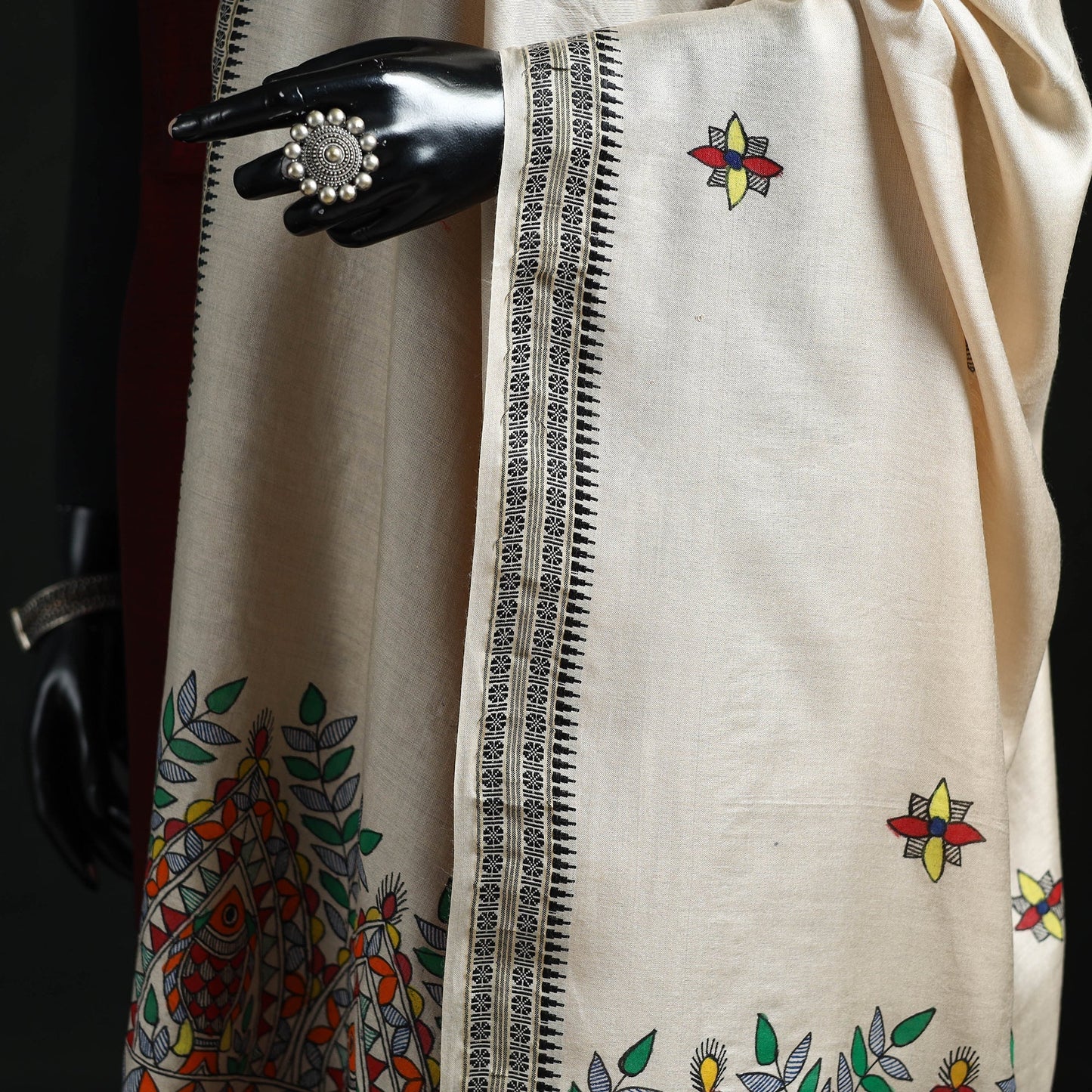 Handpainted madhubani handloom tussar cotton dupatta 32