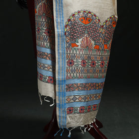 Handpainted madhubani handloom tussar cotton dupatta 33