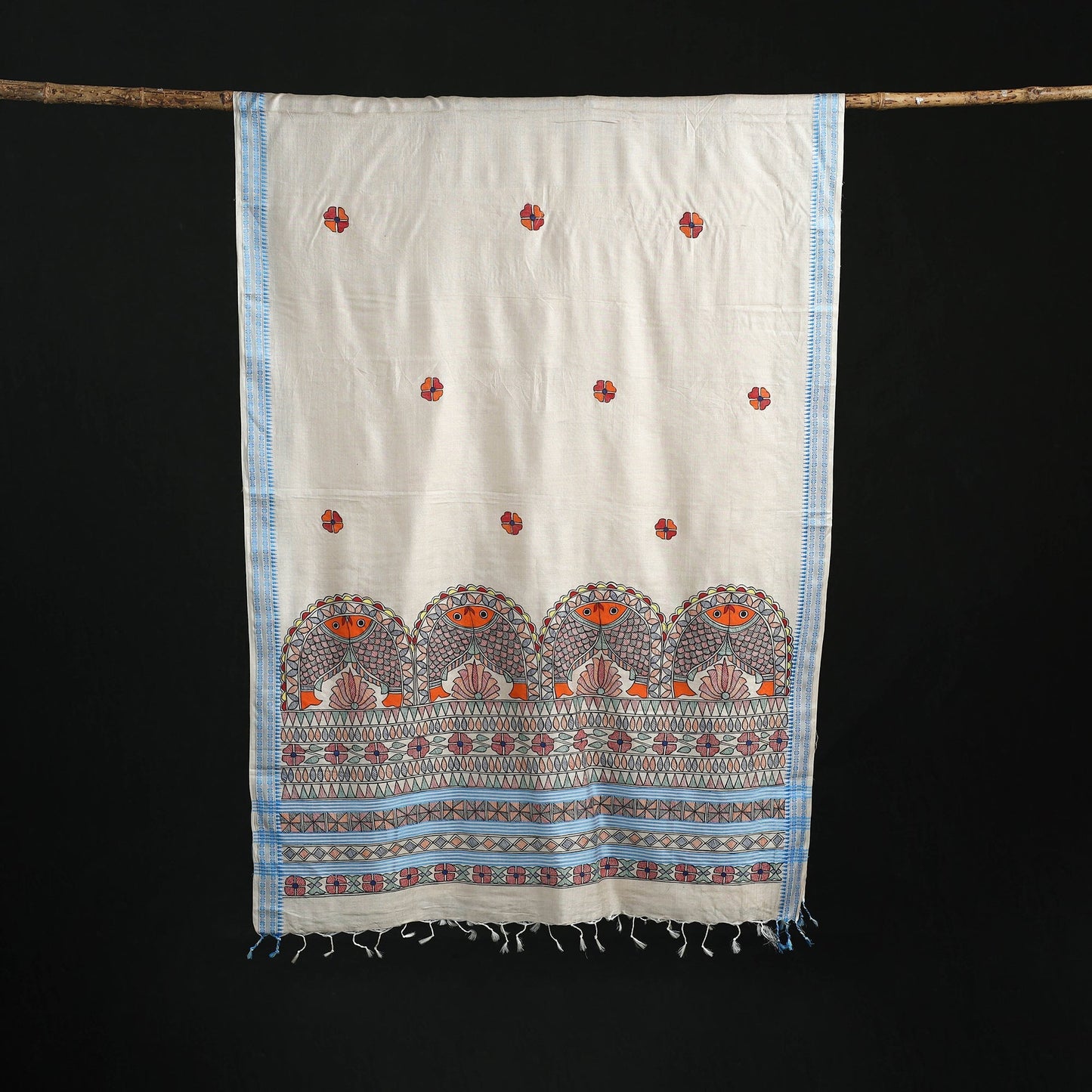 Handpainted madhubani handloom tussar cotton dupatta 33