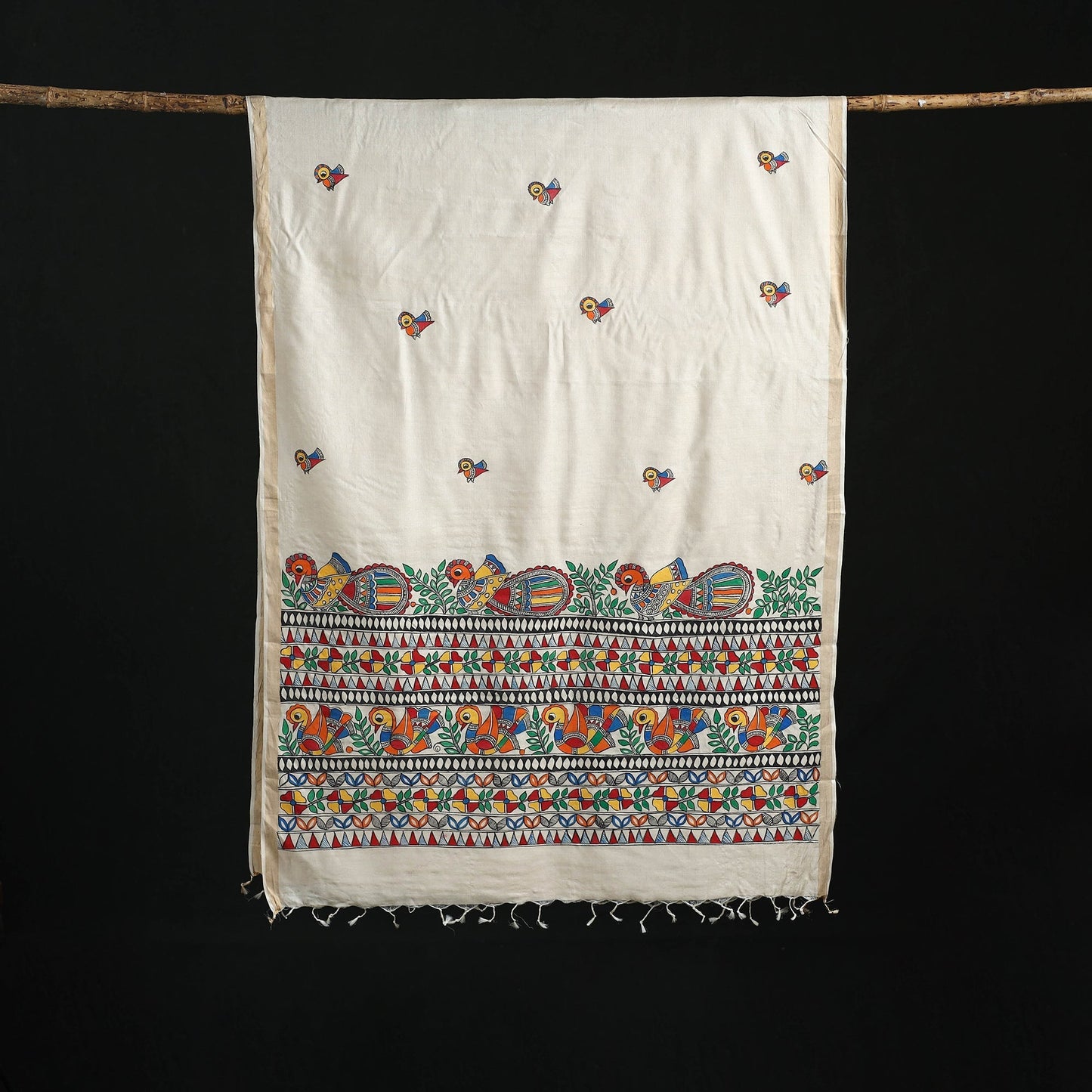 Handpainted madhubani handloom tussar cotton dupatta 34