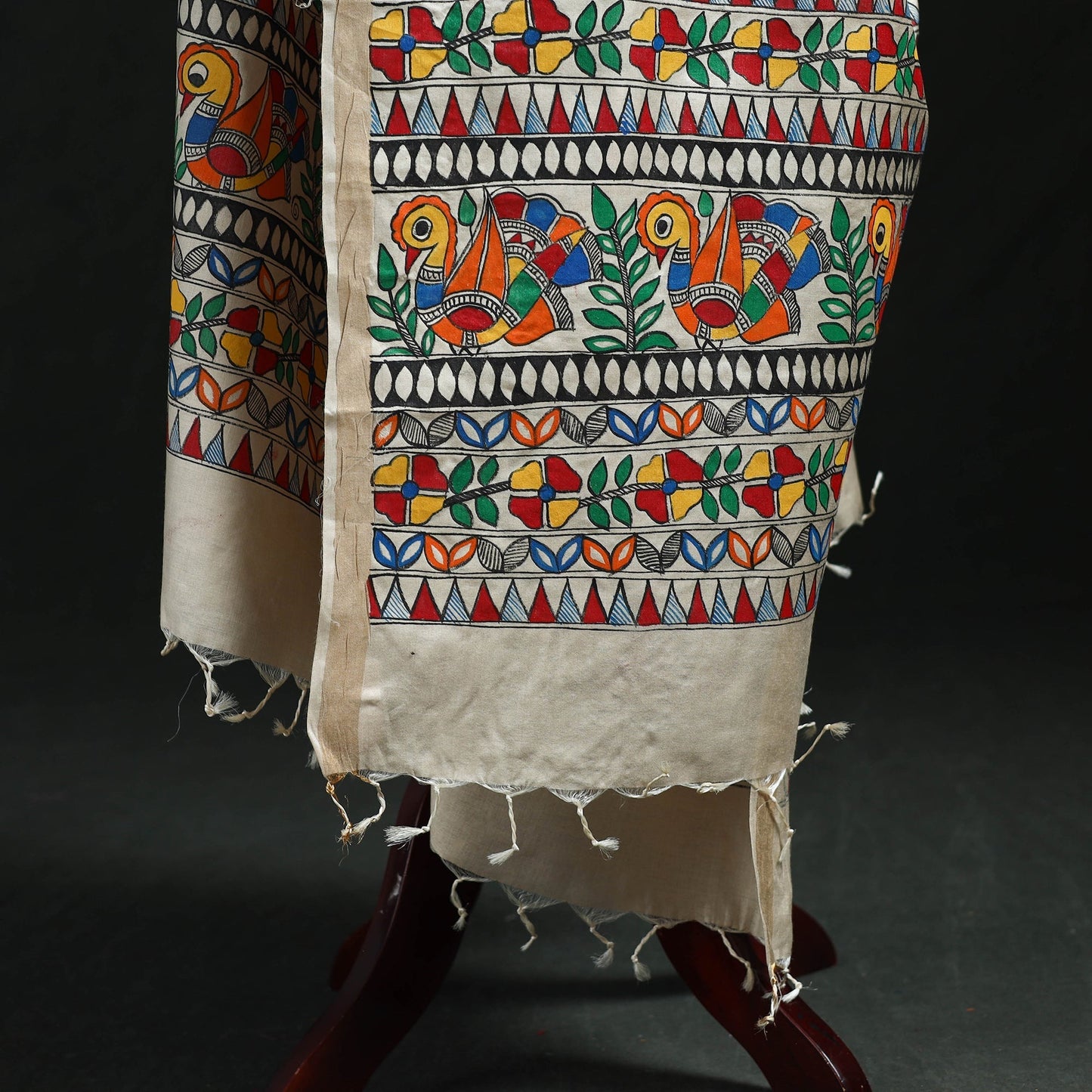 Handpainted madhubani handloom tussar cotton dupatta 34