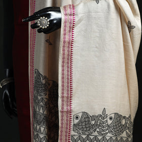 Handpainted madhubani handloom tussar cotton dupatta 35