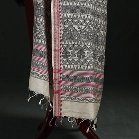 Handpainted madhubani handloom tussar cotton dupatta 35