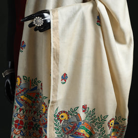 Handpainted madhubani handloom tussar cotton dupatta 36