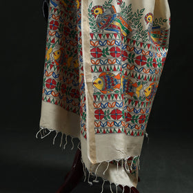 Handpainted madhubani handloom tussar cotton dupatta 36