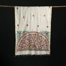 Handpainted madhubani handloom tussar cotton dupatta 37