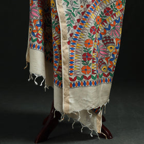 Handpainted madhubani handloom tussar cotton dupatta 37