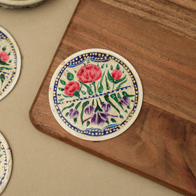 Beige - handpainted paper mache coaster with box (set of 6)