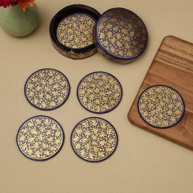 Beige - handpainted paper mache coaster with box (set of 6)