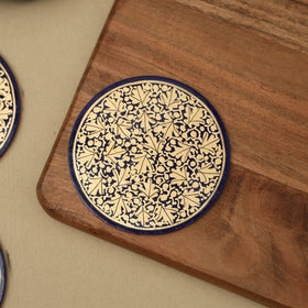 Beige - handpainted paper mache coaster with box (set of 6)