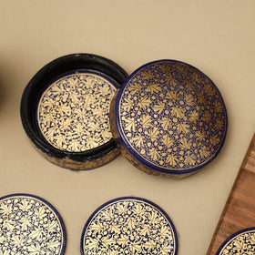 Beige - handpainted paper mache coaster with box (set of 6)