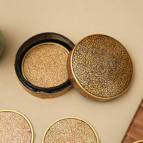 Beige - handpainted paper mache coaster with box (set of 6)