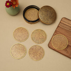 Beige - handpainted paper mache coaster with box (set of 6)