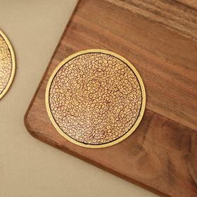 Beige - handpainted paper mache coaster with box (set of 6)