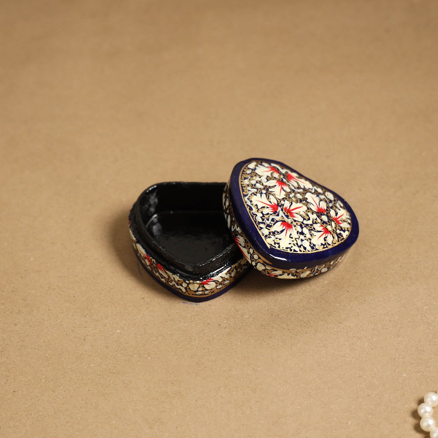 Beige - handpainted paper mache multipurpose box 16