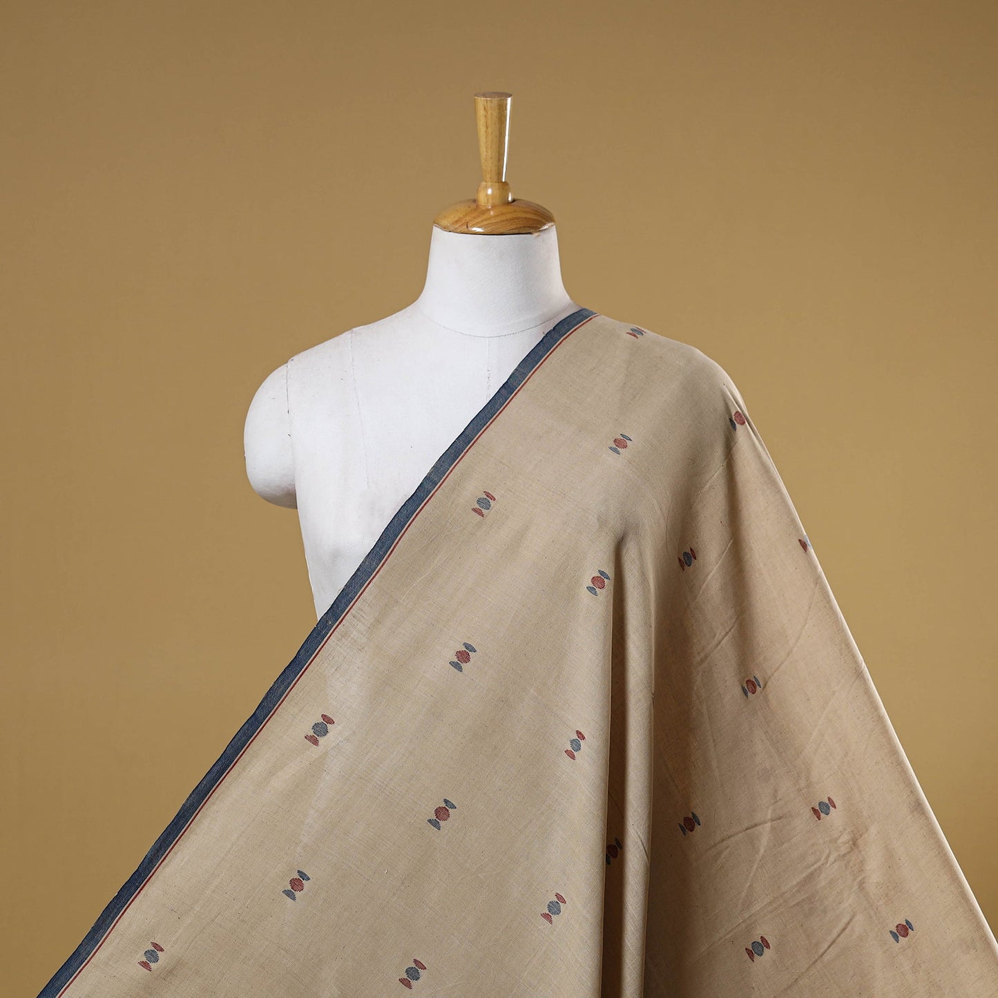 Beige - handspun handloom natural dyed cotton buti