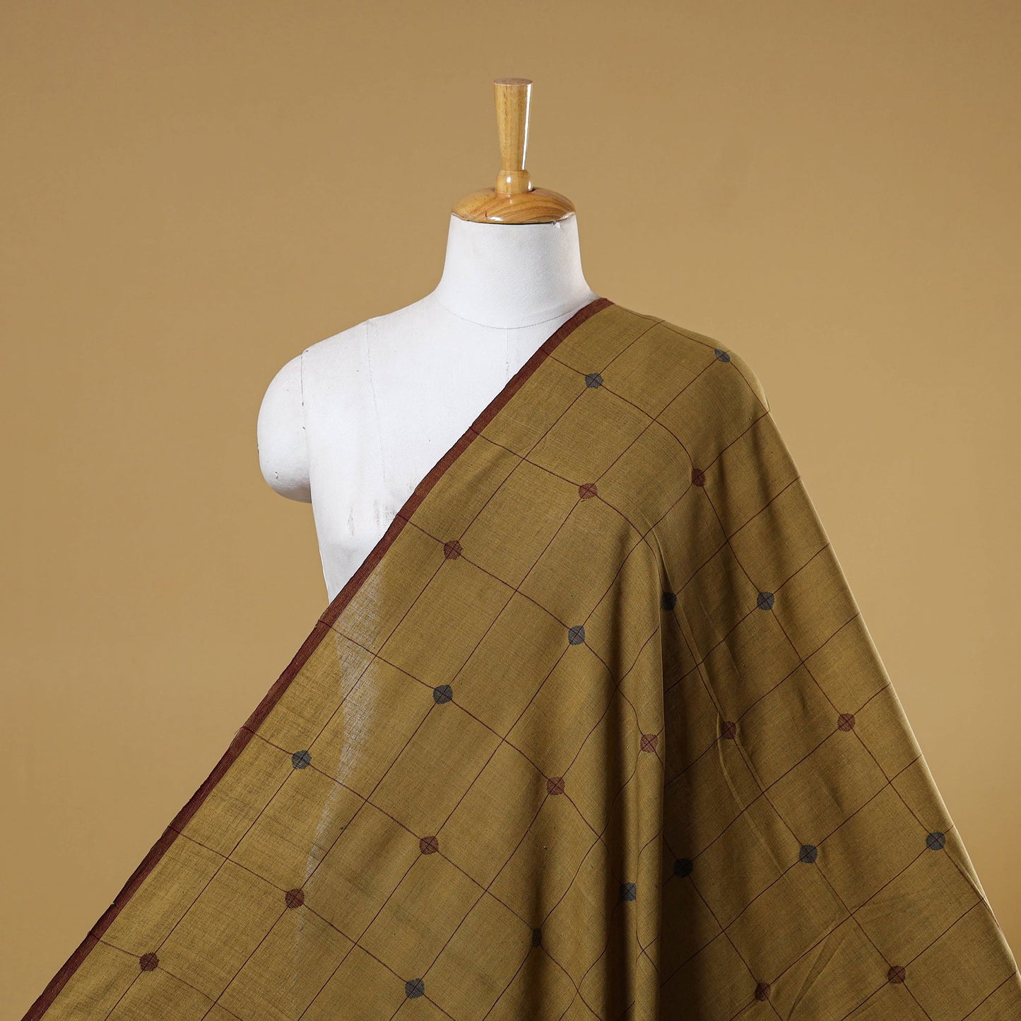Beige - handspun handloom natural dyed cotton buti