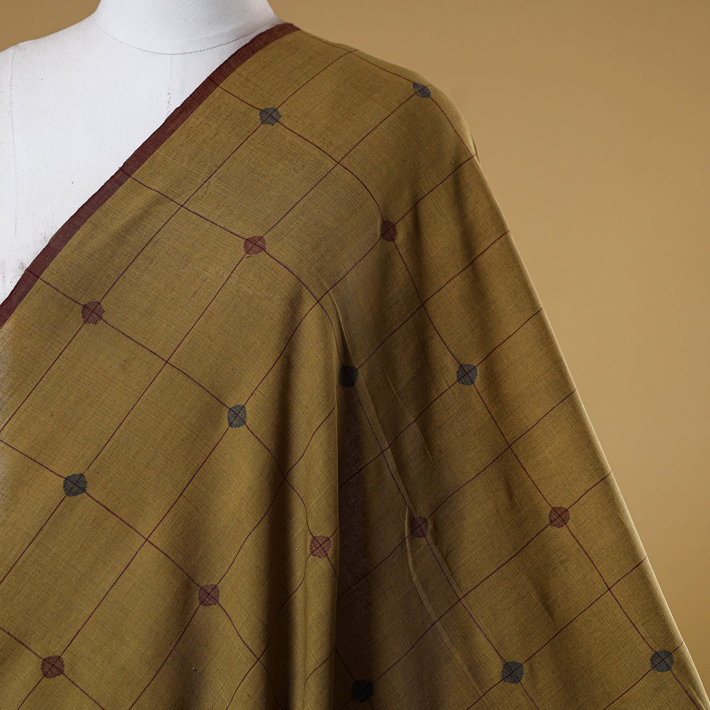 Beige - handspun handloom natural dyed cotton buti