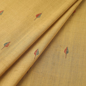 Beige Handspun Handloom Natural Dyed Cotton Jamdani Fabric