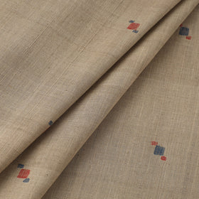Beige Handspun Handloom Natural Dyed Cotton Jamdani Fabric