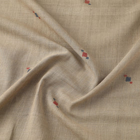 Beige Handspun Handloom Natural Dyed Cotton Jamdani Fabric