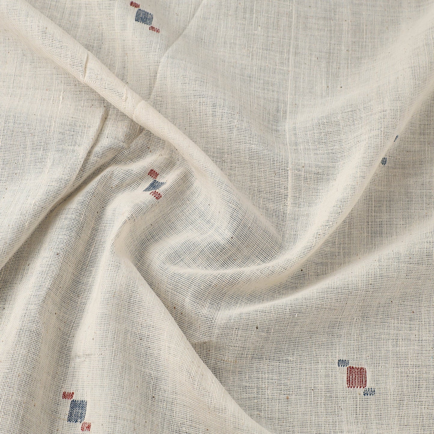 Beige Handspun Handloom Natural Dyed Cotton Kora Jamdani Fabric