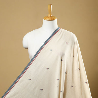 Beige Handspun Handloom Natural Dyed Cotton Kora Jamdani Fabric